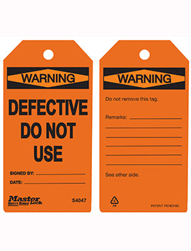 Master Lock Guardian Extreme Tag Warning Defect Do Not Use Orange (6Pk)