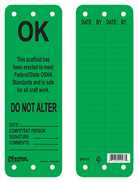 Master Lock Guardian Extreme Scaffold Tags Ok Do Not Alter Green