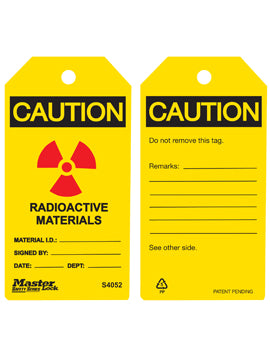 Master Lock Guardian Extreme Tag Caution Radioactive Materials Yellow (6Pk)