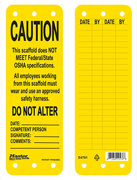 Master Lock Guardian Extreme Scaffold Tags Caution Do Not Alter Yellow
